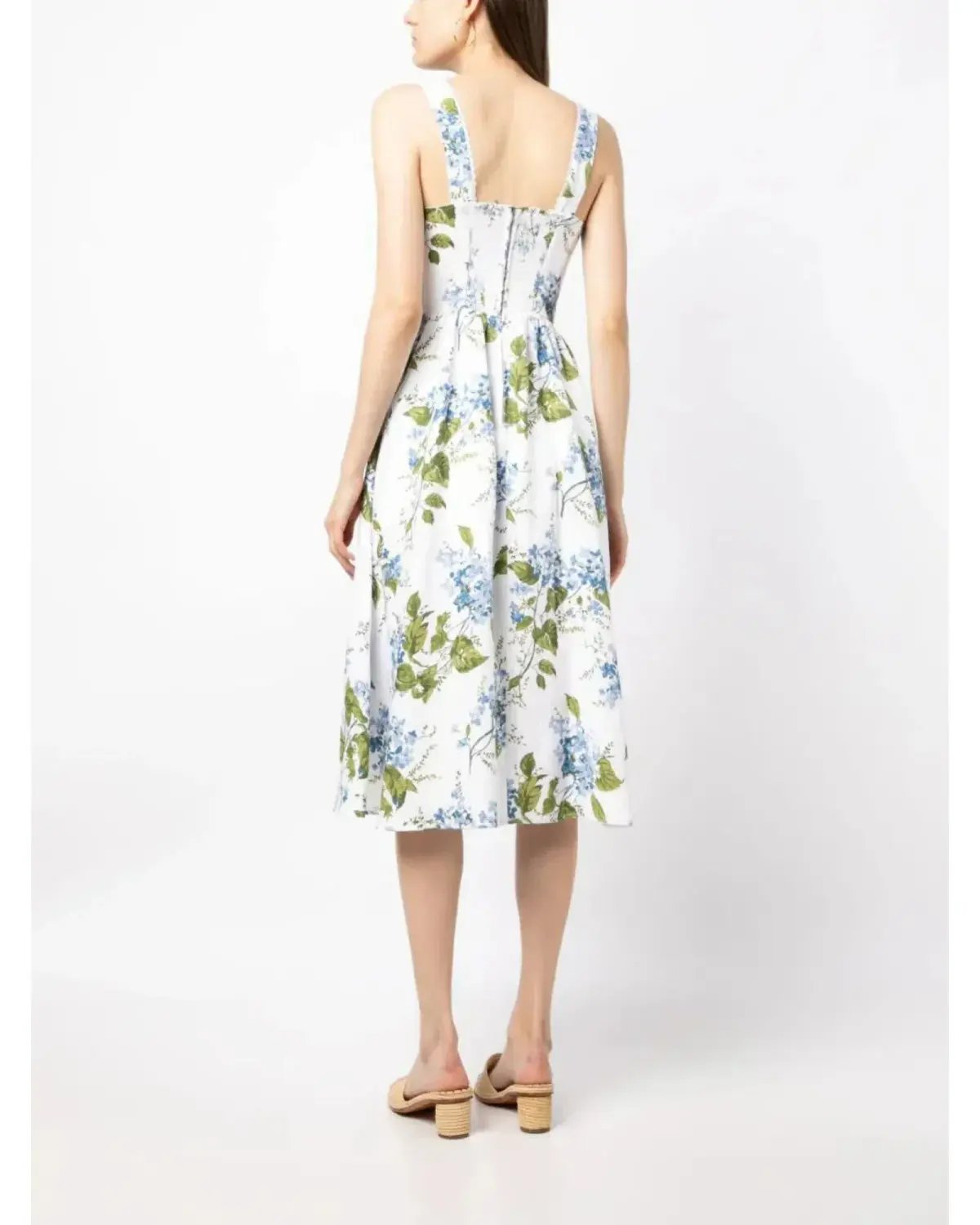 Reformation Tagliatelle Linen Midi Dress Floral Size AU 10 photo 4