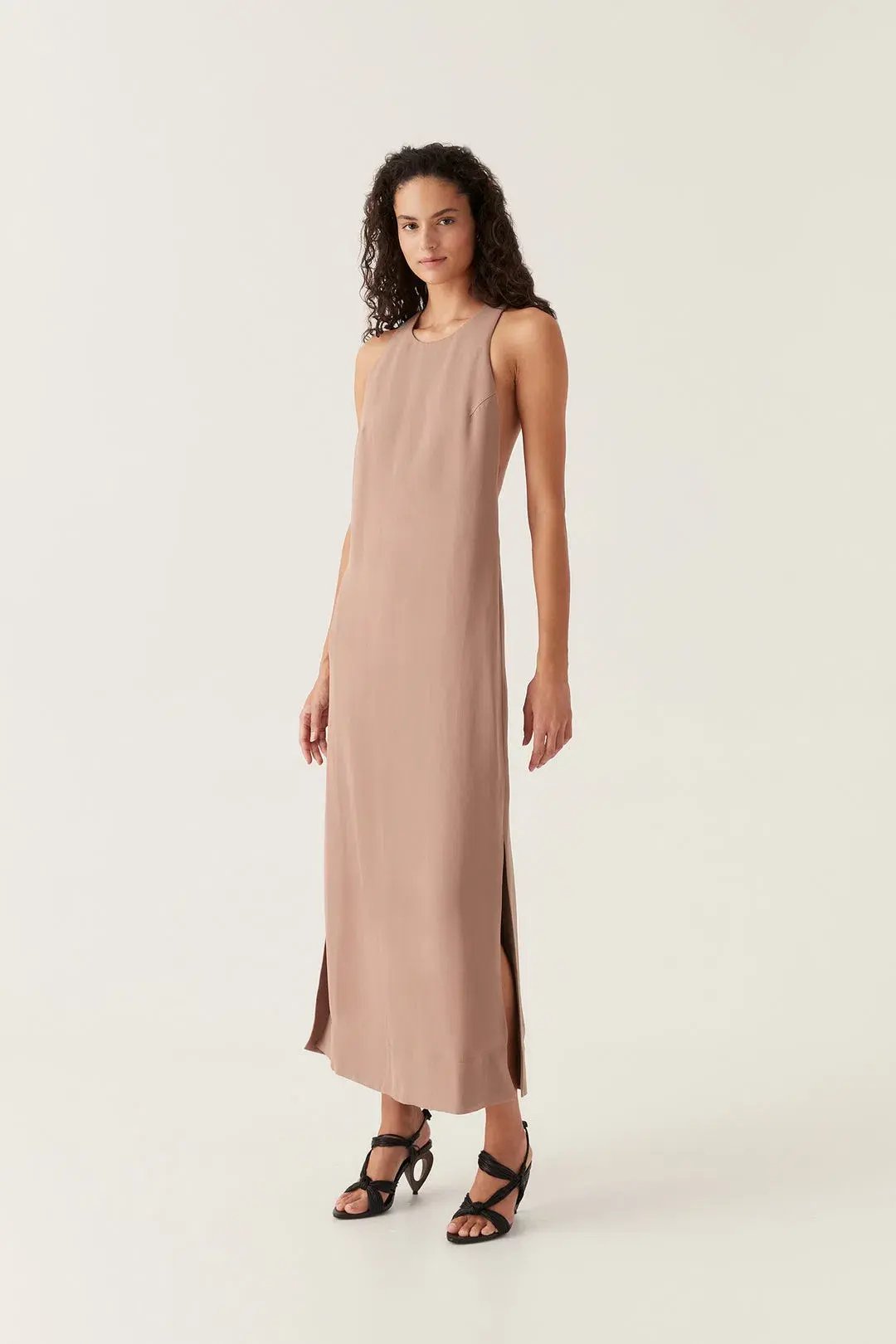 Aje Intrigue Twist Back Midi Dress in Chocolate Brown Size AU 10 photo 2