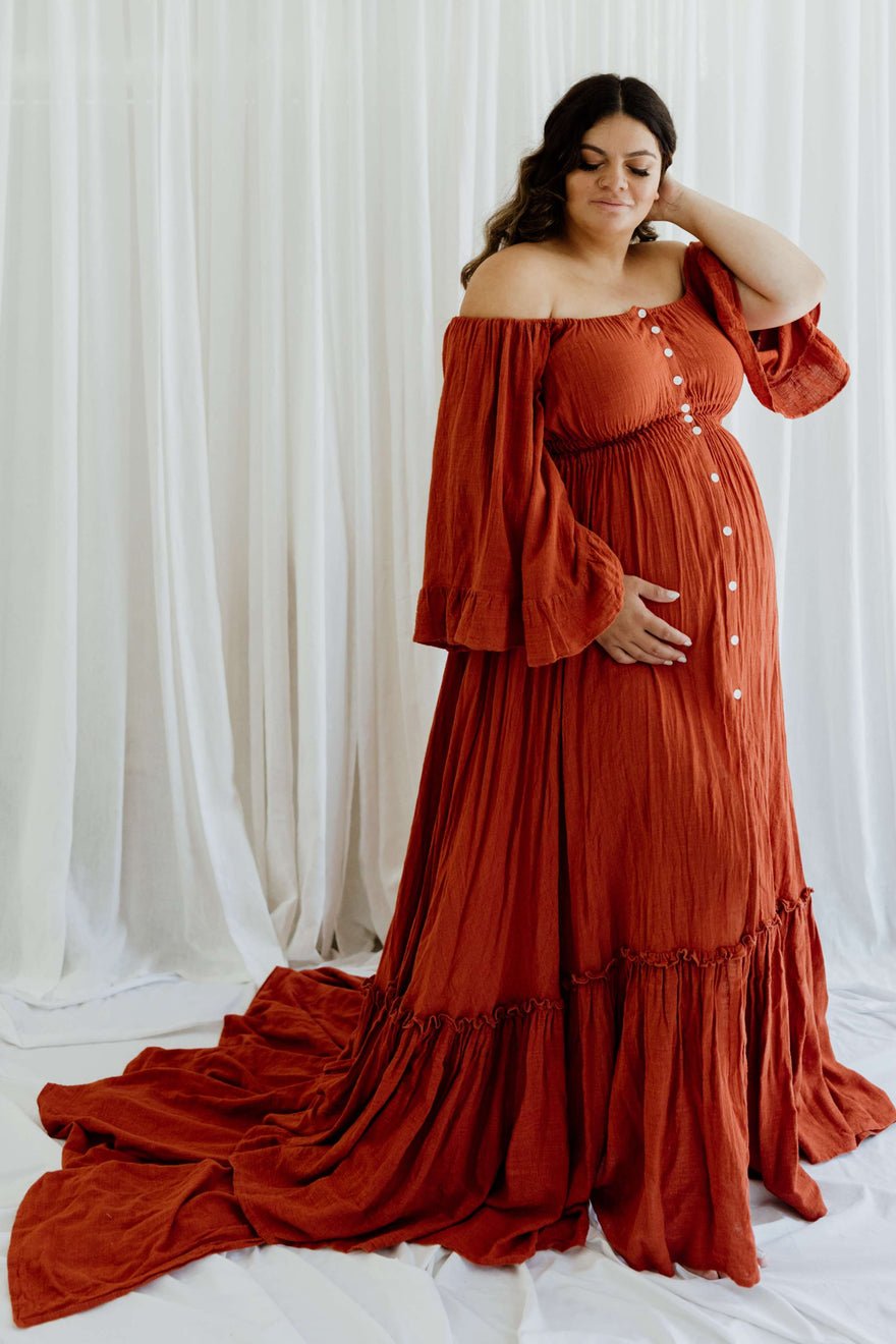 We Are Reclamation Ruffle Me Open Gown - Rust photo 2