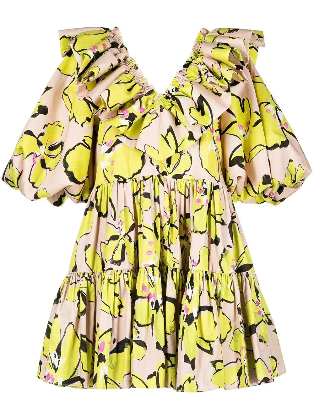Aje Pelicano Citrus Bloom Ruffle Mini Dress Print Size 16 photo 5