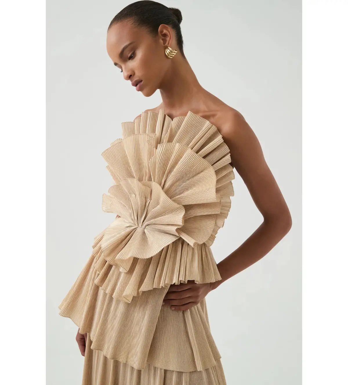 Aje Kyra Gown Gold Size 8 photo 2