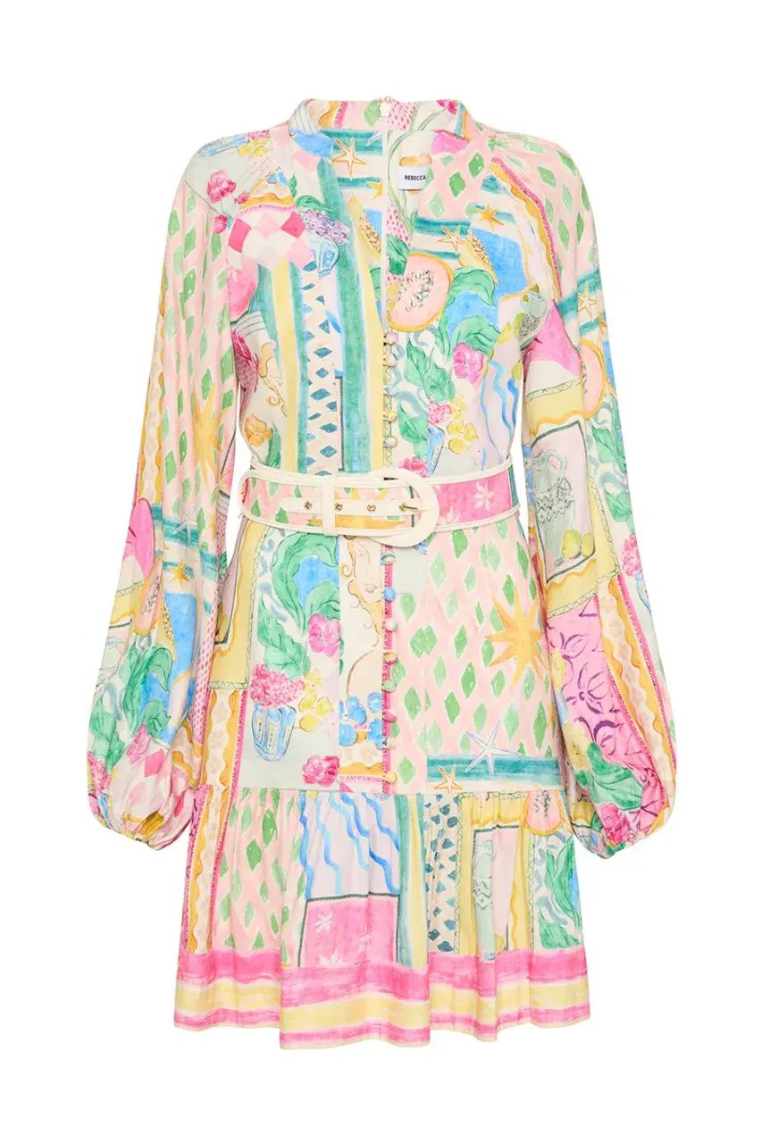 Rebecca Vallance Le Mur Rose Mini Dress Multi Size 12 photo 5