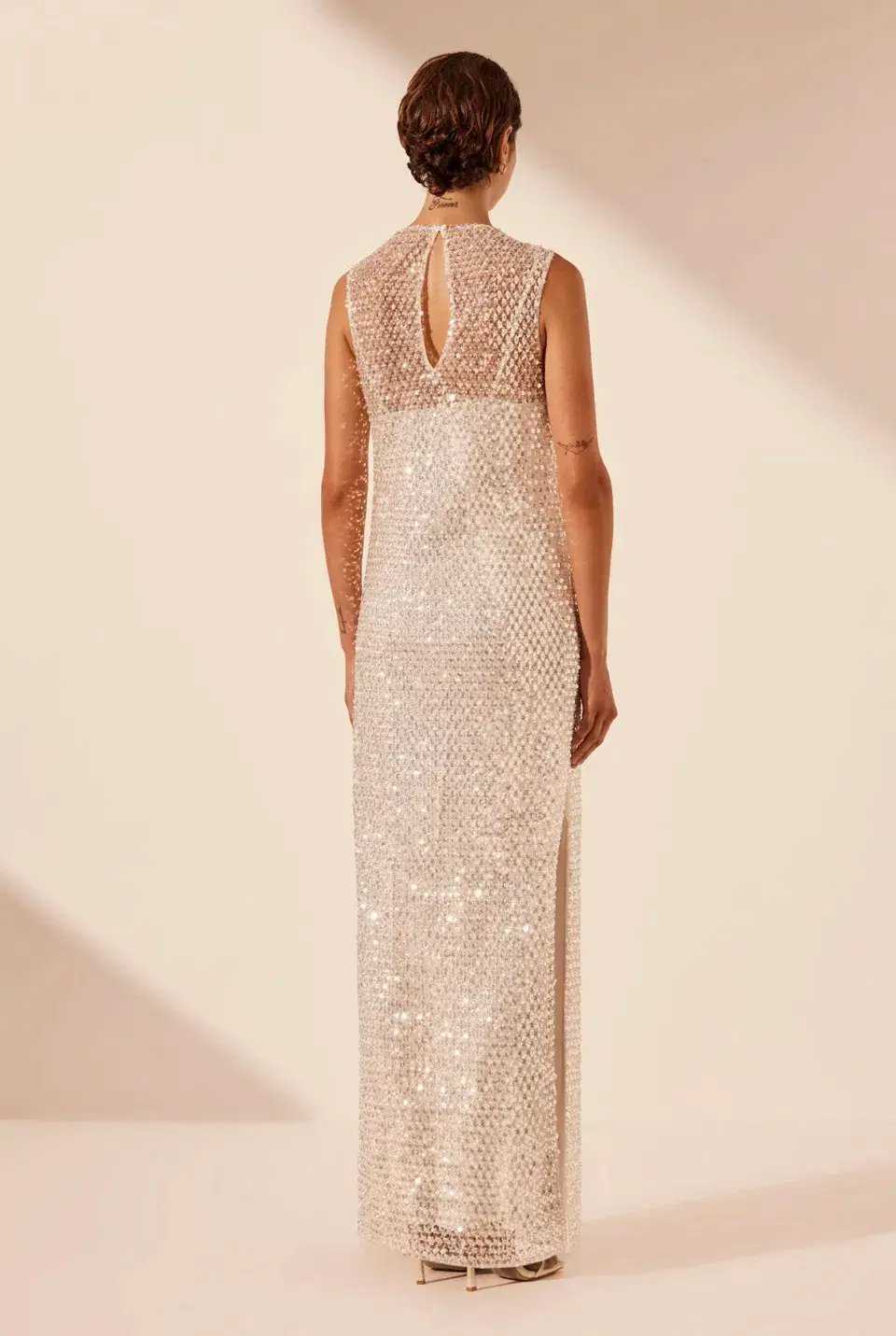 Shona Joy Asteri High Neck Maxi Dress Silver Size 12 photo 4