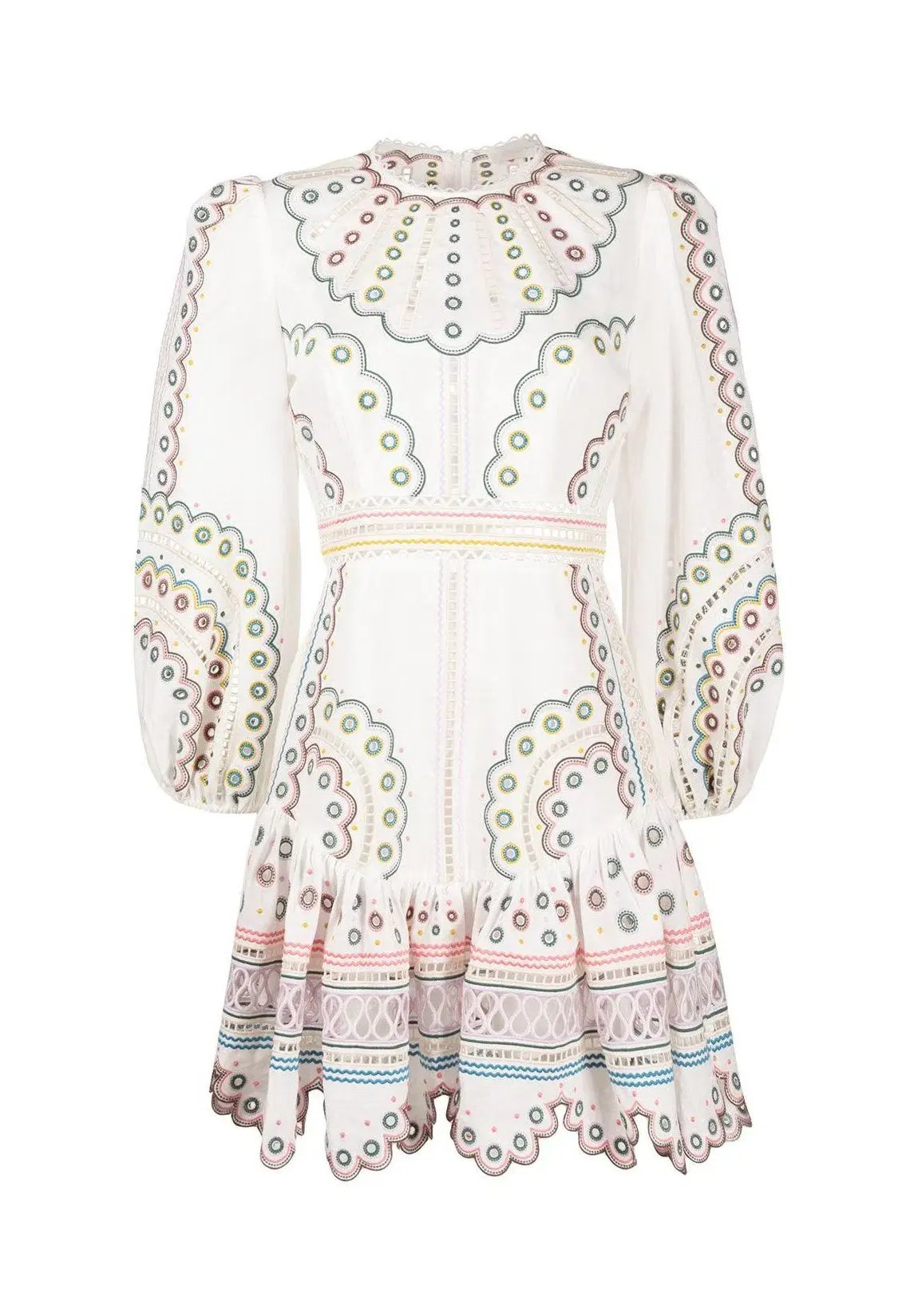 Zimmermann Peggy Embroidered Dress White Emroidered Size 12 photo 3