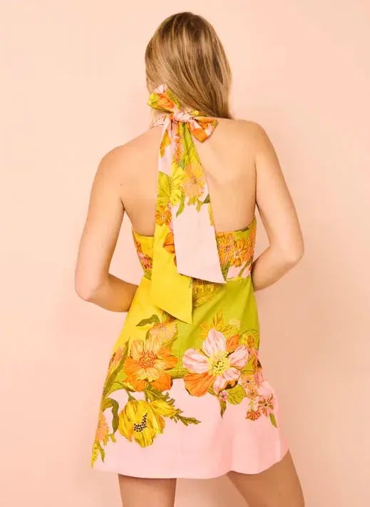 Alemais Silas Halter Mini Dress Multi Floral Size 8 photo 2