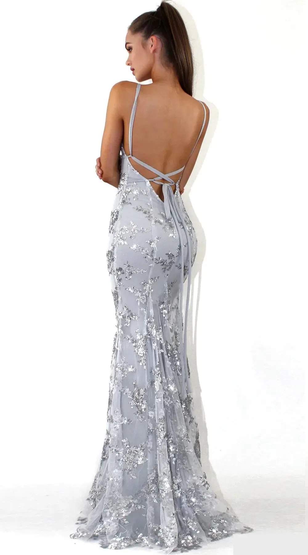 Studio Minc Silver Jadore Dress Sequin Size 6 photo 2