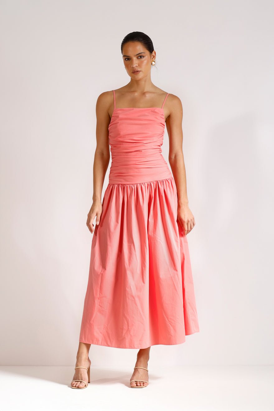 Pasduchas Roamer Rouched Midi Dress - Punch Pink photo 2
