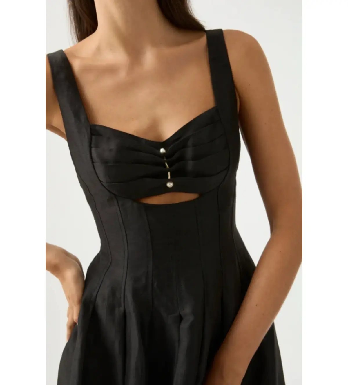 AJE Divinity Pearl Pin Midi Dress Black Size XS / AU 6 photo 5