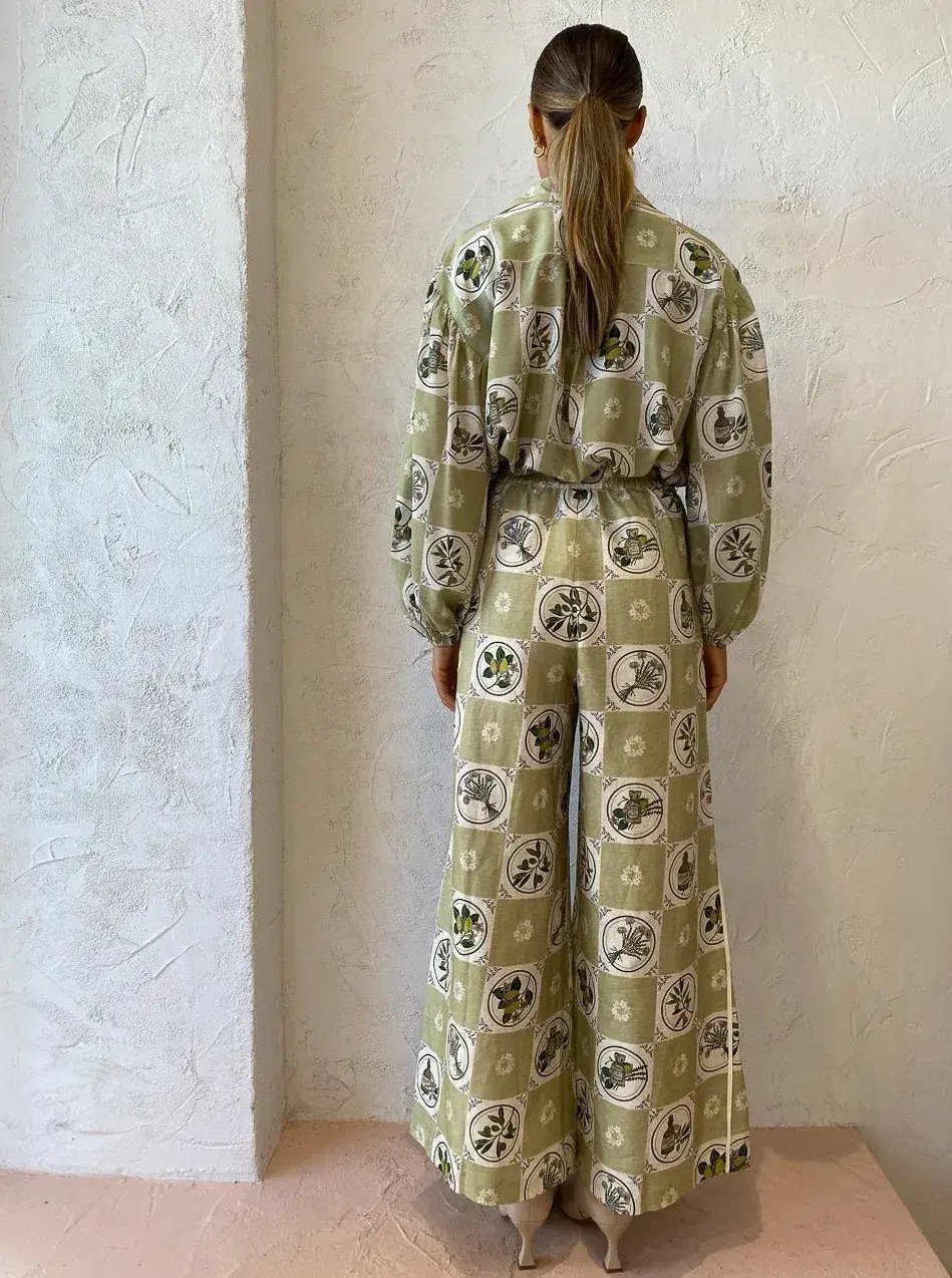 Alemais Sofia Shirt and Pants Set in Olive Size 10 photo 3