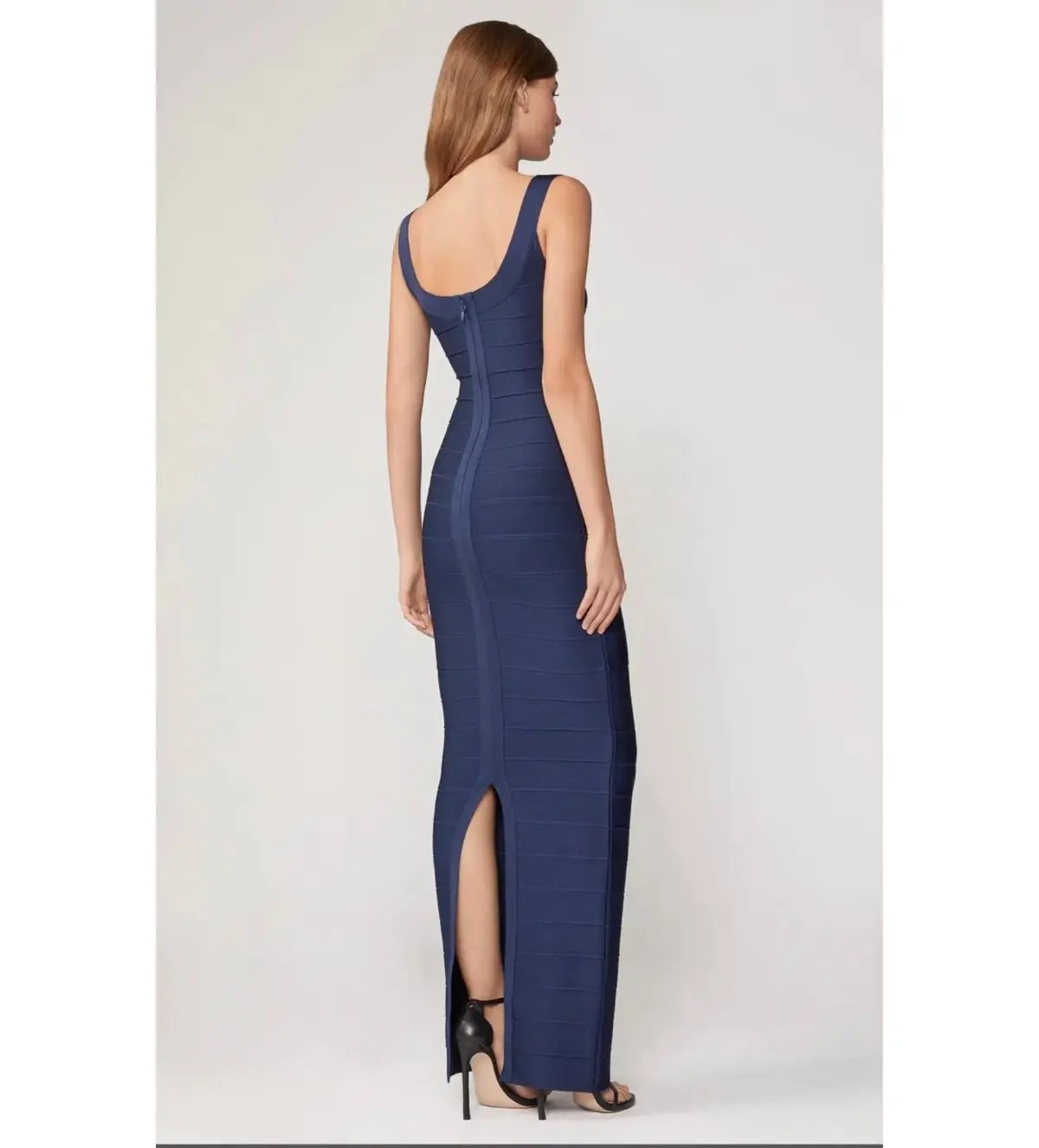Herve Leger Round Neck Gown in Navy Size XS / AU 6 photo 3