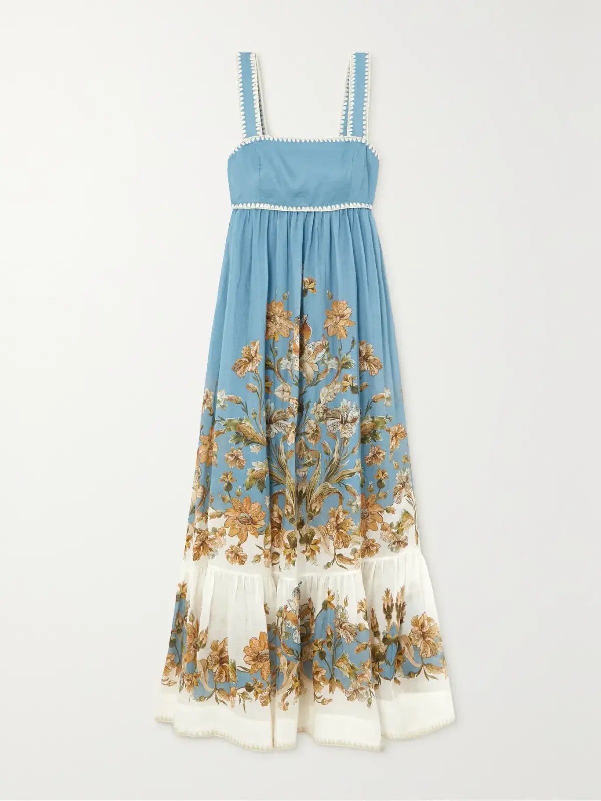 Zimmermann The Chintz Tiered Midi Dress in Blue Daisy Floral Size 1 /AU 10 photo 3