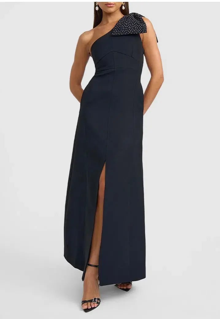 By Johnny Black Tie Bow Gown Black Size 10 photo 4