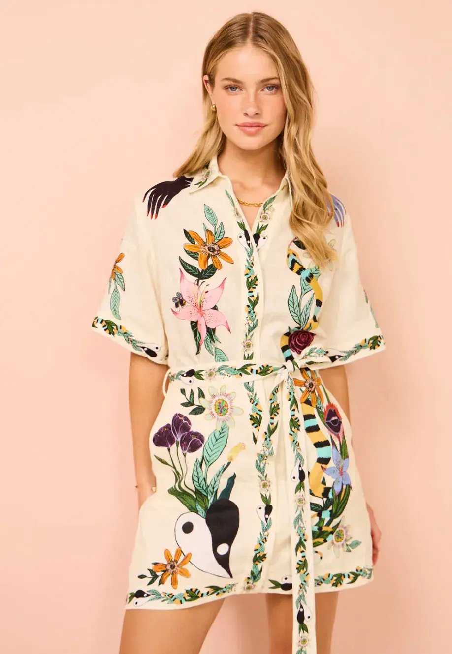 Alemais Meagan Mini Shirt Dress Multi Size AU 12 photo 2