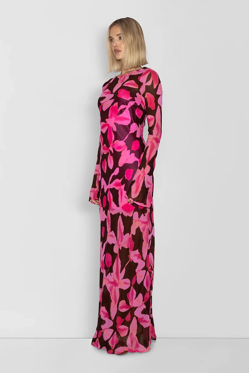 THE WOLF GANG LOTTIE MAXI DRESS - PINK CHOCOLATE FLORAL photo 7