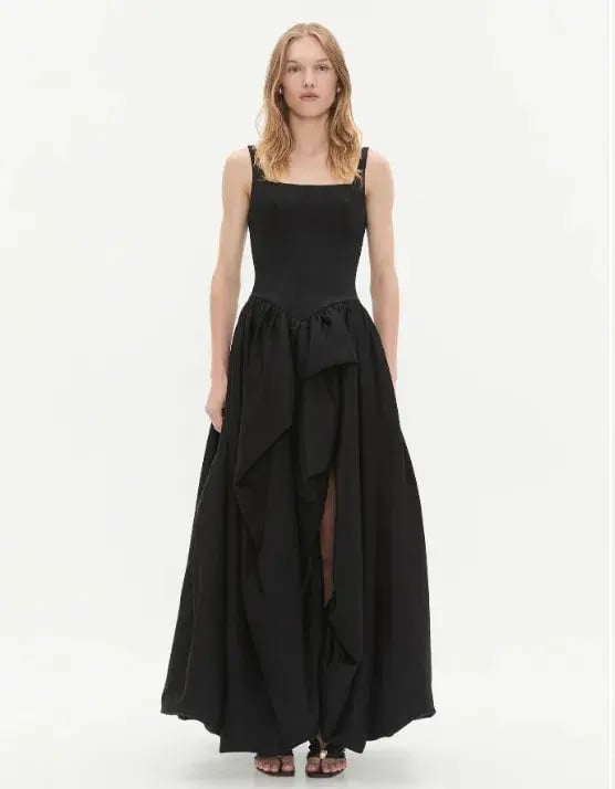 Aje Alani Asymmetrical Bubble Hem Gown Black Size 10 photo 5