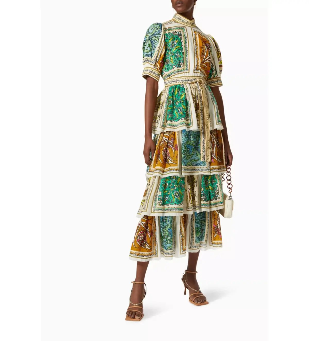 Alemais Delphine Tiered Linen Midi Dress Print Size 10 photo 2
