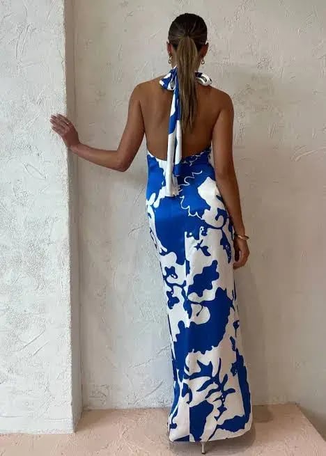 Sir the Label Esme Halter Silk Maxi Dress Print Size 2 / Au 10 photo 3