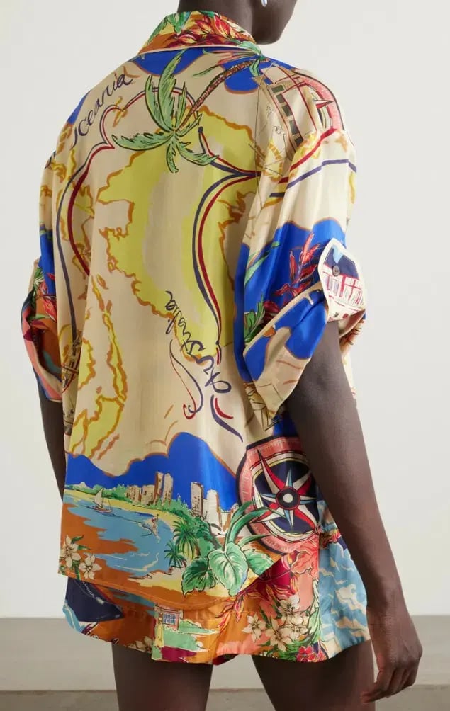 Zimmermann Alight Short Sleeve Shirt And Draw Waist Shorts Set Nautical Map Size 0/Au 8 photo 5