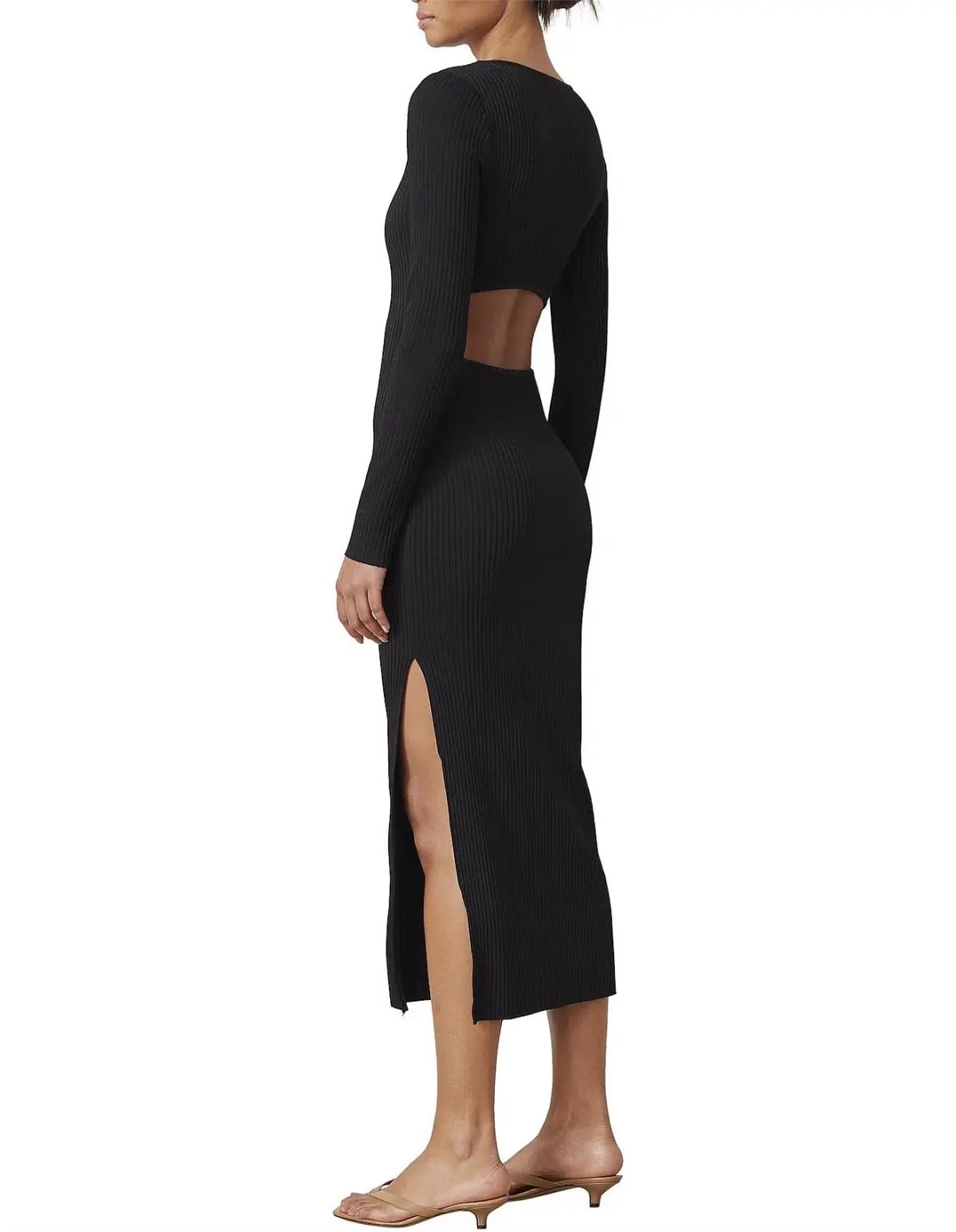 Bec & Bridge Noir et Blanc Long Sleeve Midi Dress Black Size AU 8 photo 2