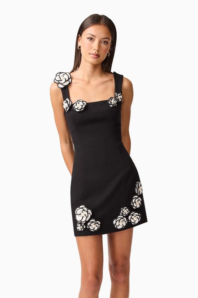 Elliatt Marina Mini Dress - Black White photo 2