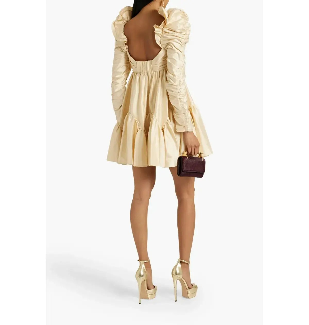 Zimmermann Floral-appliquéd Ruched Silk-shantung Mini Dress in Natural Size 1 / AU 10 photo 2