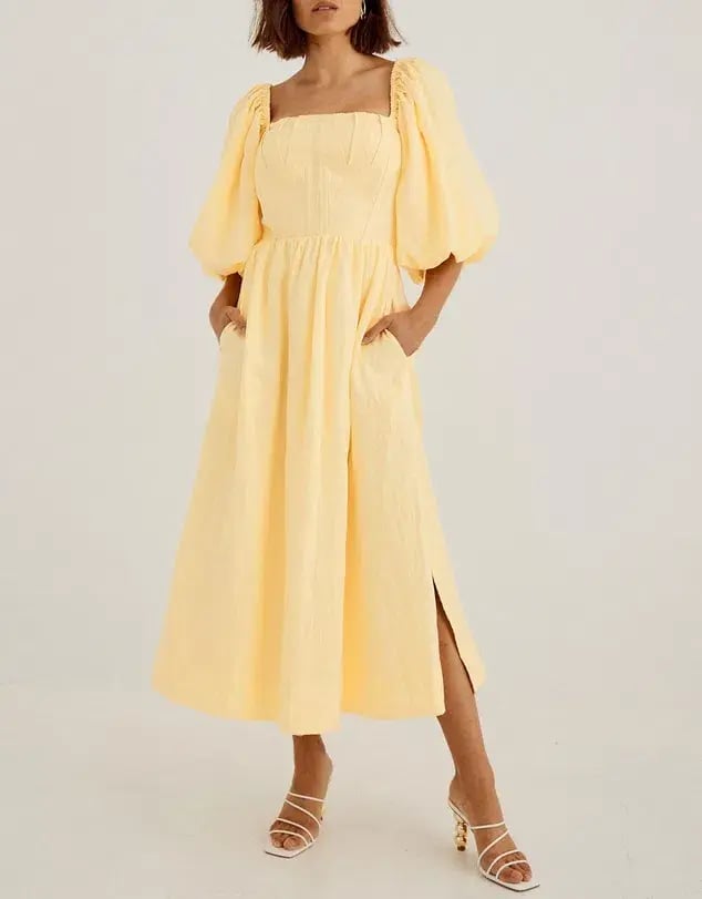 Sovere Relish Midi Dress Yellow Size AU 6 photo 2