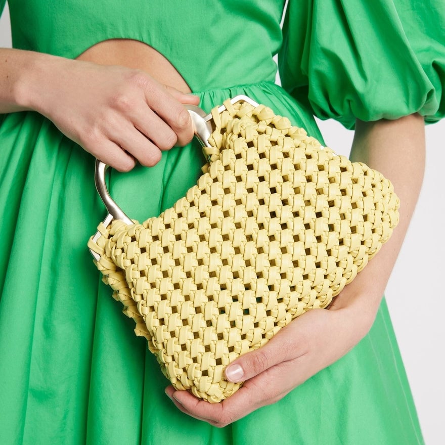 Aje Mini Weave Clutch | Yellow Chartreuse photo 3