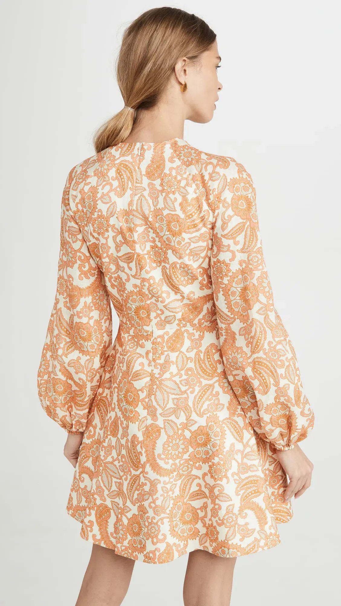 Zimmermann Peggy Scallop Short Dress Orange Paisley Size 8 photo 3