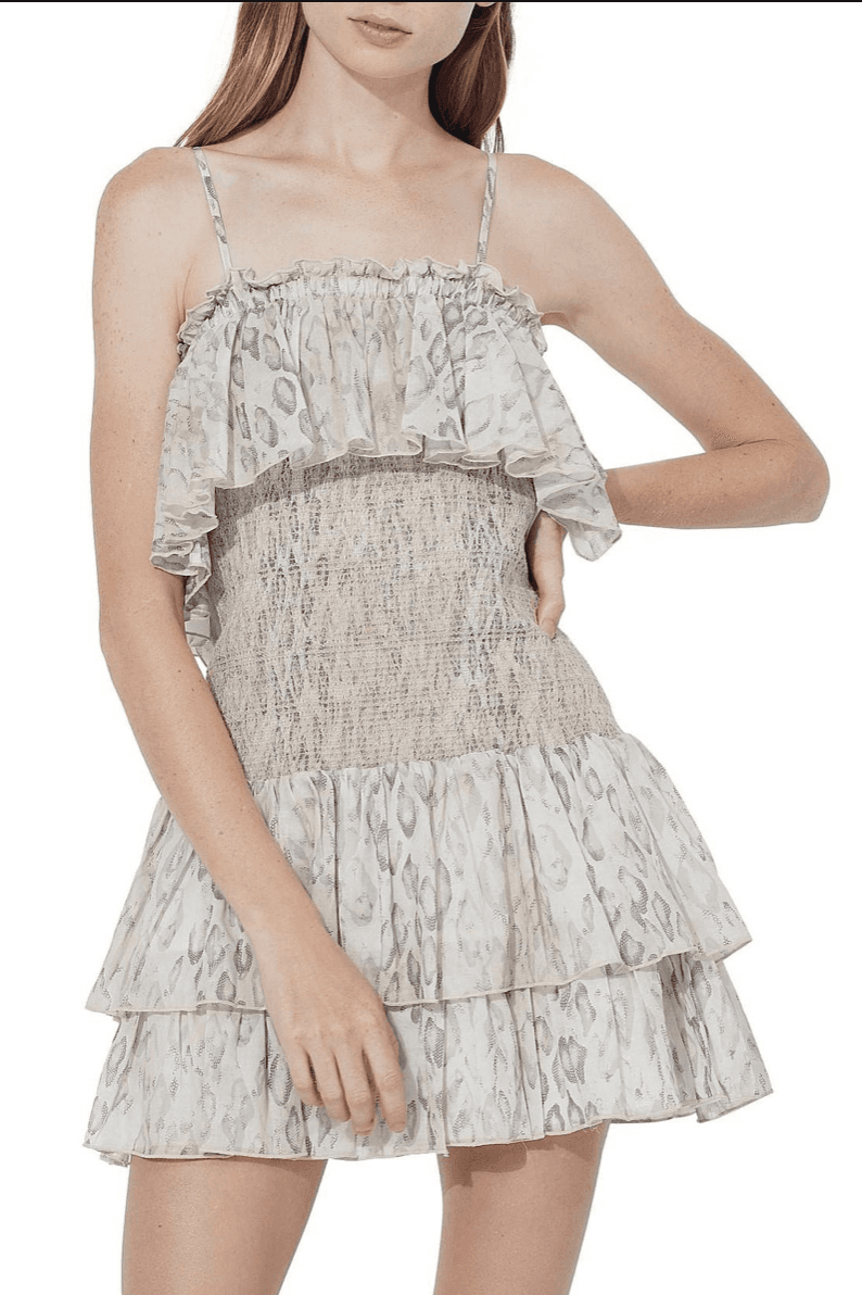 Aje Esme Smocked Mini Dress White Size 6 photo 3