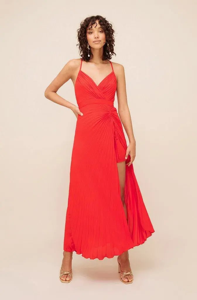 Sheike Vivianne Pleat Dress in Red Size 14 photo 2
