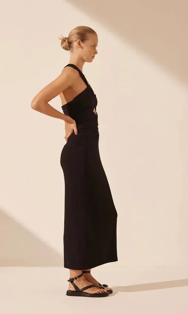 Shona Joy Yvette One Shoulder Midi Dress Black Size 14 photo 3
