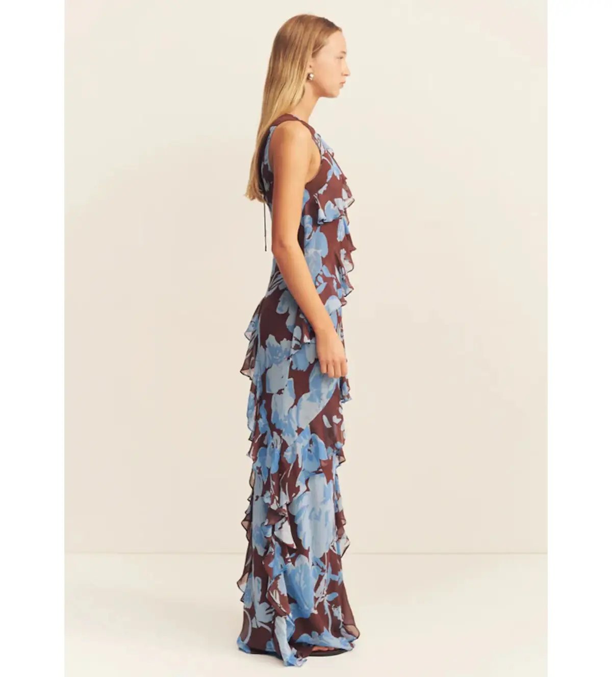 Shona Joy Olson Ruffle Maxi Dress Arcadian Floral Size 10 photo 2