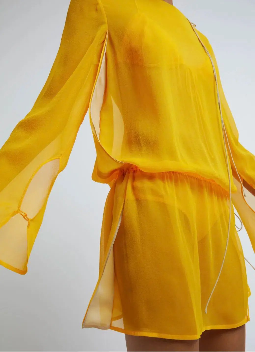 Christopher Esber Silk Springs Side Tie Dress Mango Yellow Size 8 photo 4