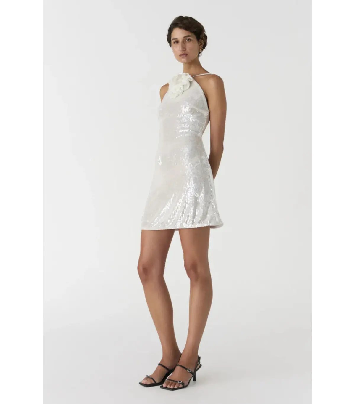Misha Collection Ciara Sequin Mini Dress in Ivory Size 10 photo 2