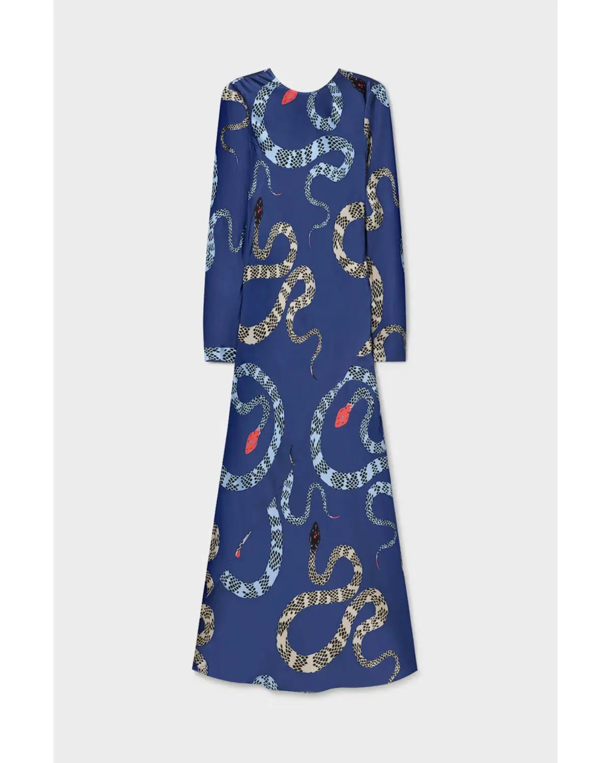 Silk Laundry Full Sleeve Bias Dress Blue Snakes Size AU 8 photo 5