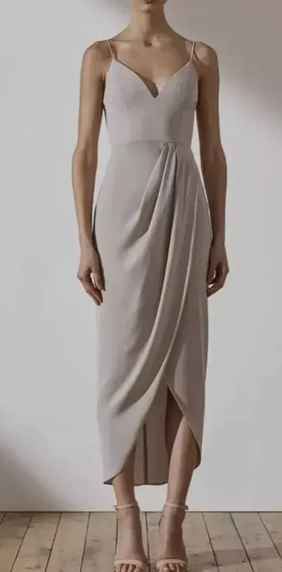 Shona Joy Core Cocktail Dress Oyster Grey Size 8 photo 2