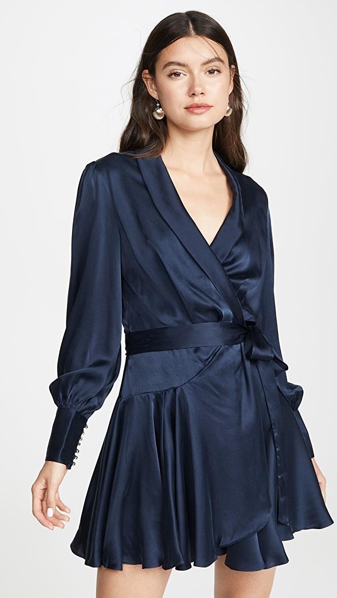 Zimmermann Silk Wrap Mini Dress Navy Blue Size 14 photo 2