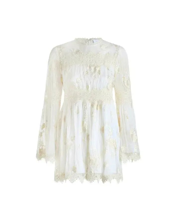 Zimmermann Tropicale Antique Playsuit Cream Size 1/Au 10 photo 2
