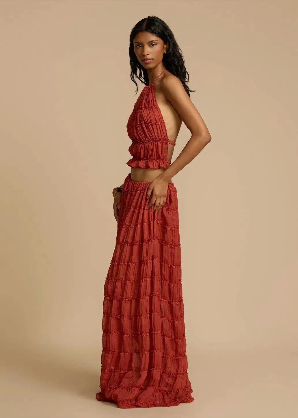 Arcina Ori Juliette Halter Top & Maxi Skirt Set Red Size S / AU 6-8 photo 4