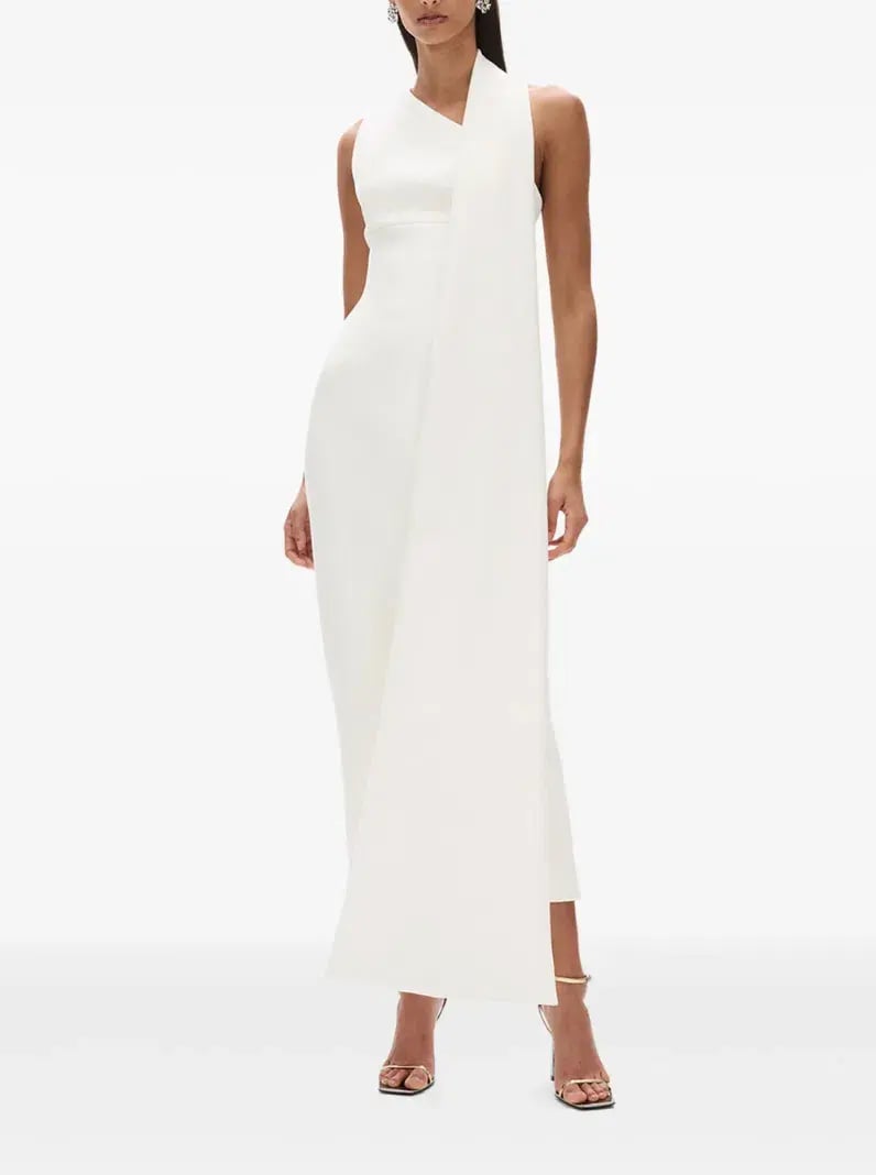 Rachel Gilbert Clara Stretch Crepe Wedding Dress Midi Ivory Size AU 8 photo 4