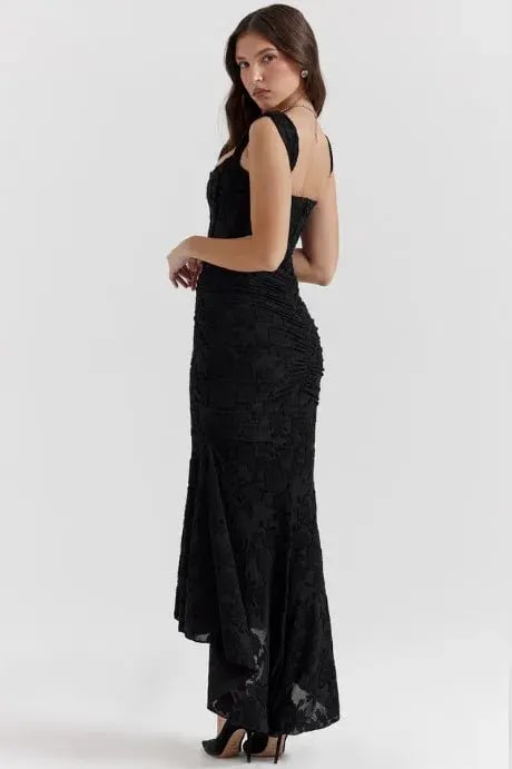 House of CB Cesca Corset Ruched Maxi Dress in Black Floral Size M / AU 10 photo 2