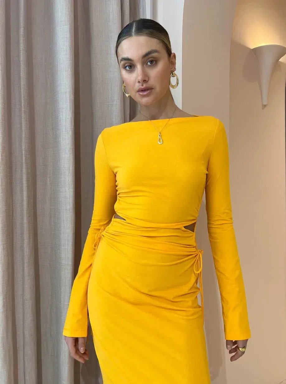 Camilla and Marc Alexandre Midi Dress in Marigold Yellow Size 10 photo 2