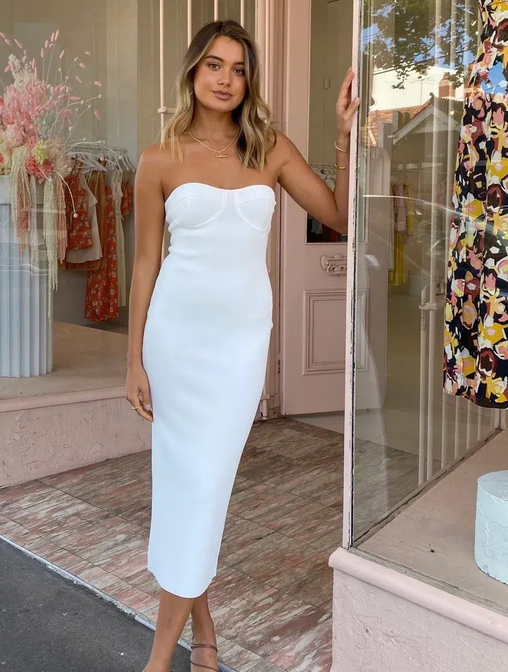 By Johnny Penny Strapless Dress White Size M photo 2