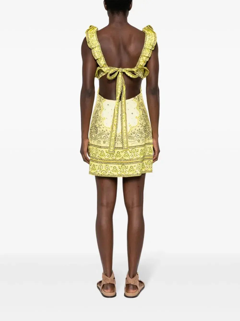 Zimmermann Matchmaker Frilled Mini Dress Yellow Bandana Size 0 / AU 8 photo 4