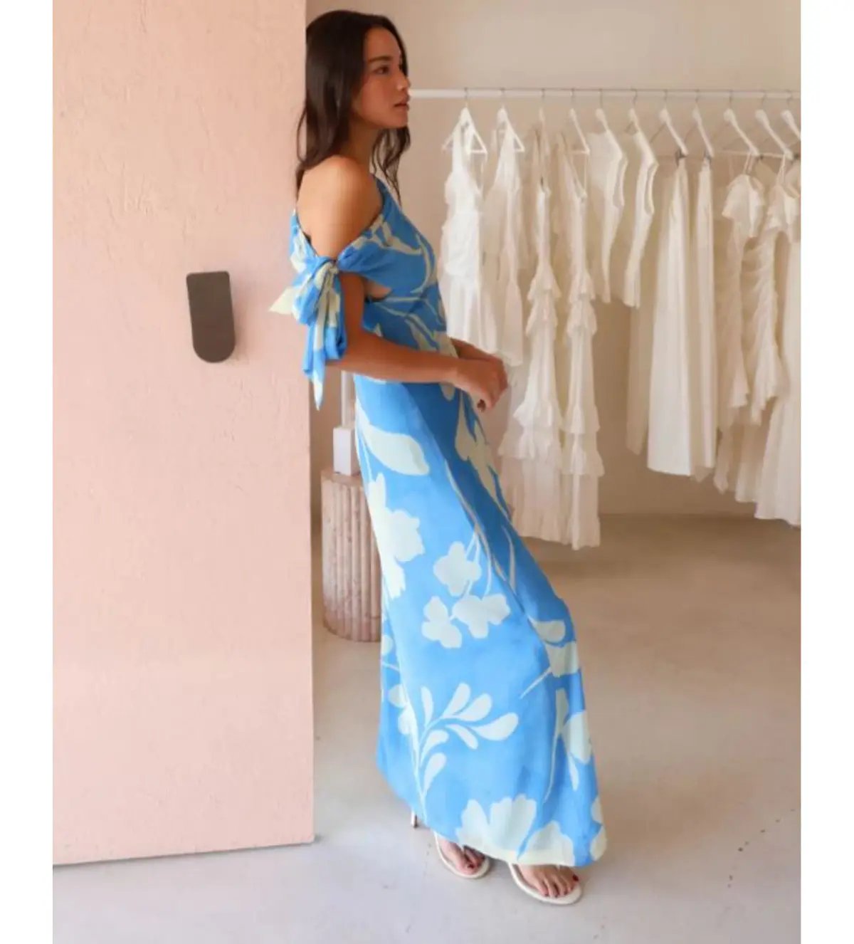 By Nicola Hailey One Shoulder Tie Maxi Dress in Capri Size AU 8 photo 2