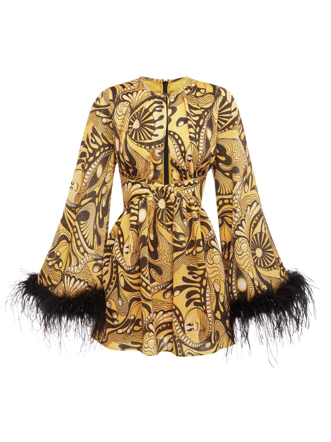 Alice McCall Gold Dust Feather Mini Dress Print Size 14 AU photo 4