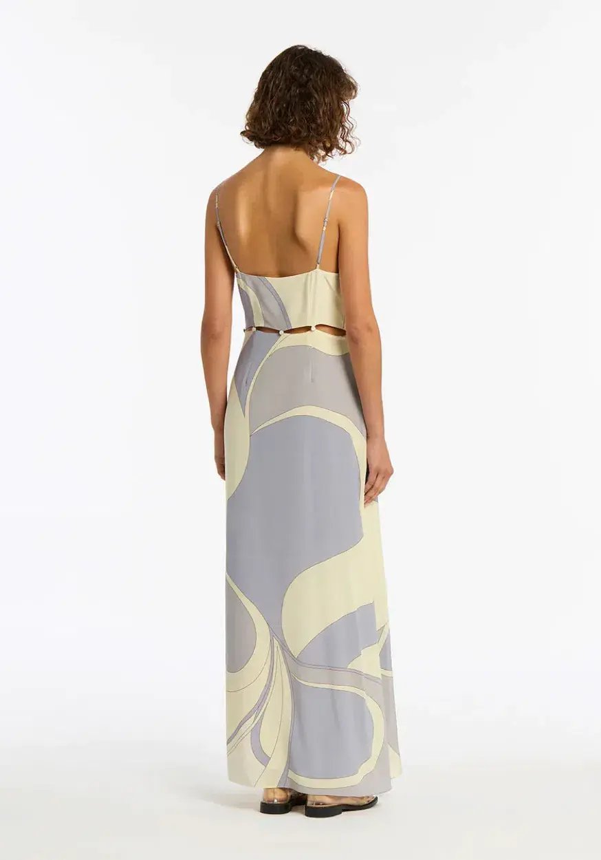 Sir the label Adrianna Buttoned Slip Dress Blue Multi Size 6 photo 3