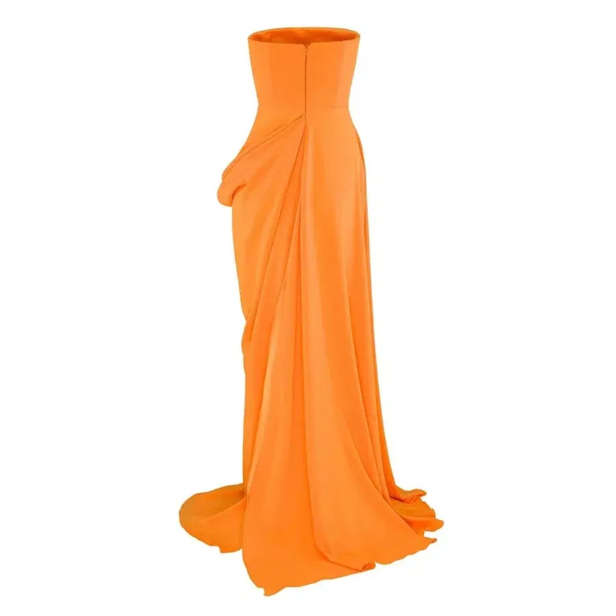 Alex Perry Reed Draped Crepe Gown Orange Size 6 photo 3