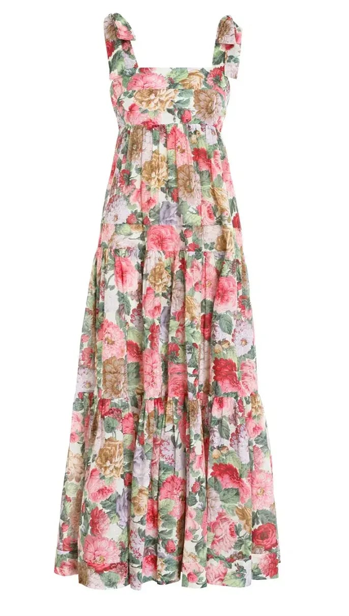 Zimmermann Mae Tie Shoulder Dress Rose Floral Size 2 / AU 12 photo 3