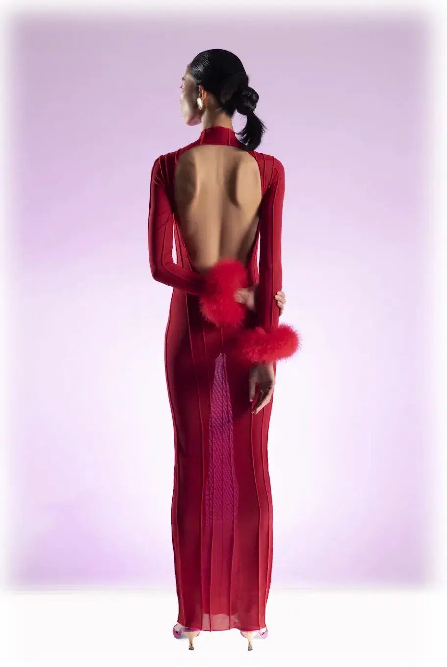 Fancì Club Silky Dress Red Size S photo 3